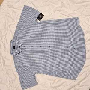 MENS Button Up Shirt, XXL, Blue